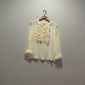 Chloé 100% silk off white chiffon blouse with ruffles size 40/US 8